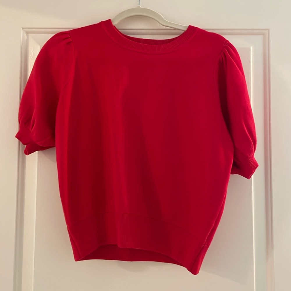English Factory Red Puff Sleeve Short Sleeve Sweater size M